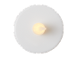 White LED tea light with warm yellow glow, top view