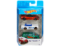Set of three toy cars: an orange convertible, a white racing car, and a green station wagon.
