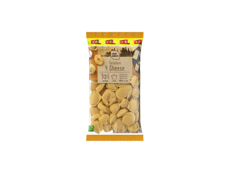 Packaging of 4 Cheese Tortelloni, XXL size, 500g.