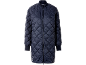 Navy blue long quilted jacket with zipper