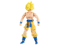 Action figure of a cartoon character with yellow, spiky hair and ripped pants.
