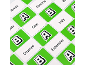 Green and white cards with English words and the letters A and B.