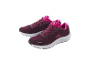 A pair of women's running shoes in burgundy and pink.