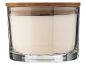 Candle in a glass jar with a wooden lid