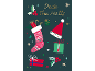 Christmas card with the text Deck The Halls and festive motifs.