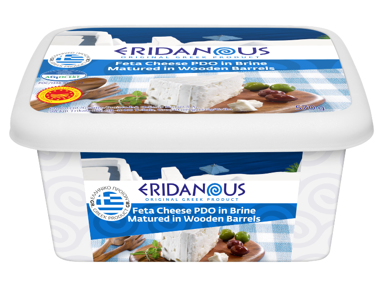 Feta Cheese PDO in Brine Matured in Wooden Barrels, 570g.
