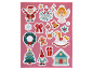 Glitter Christmas stickers: Santa, angel, wreath, tree, gnome, house, and other festive motifs.