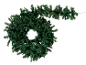 Artificial green Christmas garland in the shape of a six on a black background.