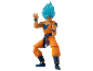 Action figure of a male character with spiky blue hair and an orange and blue combat outfit.