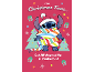 Christmas card featuring a character in a festive scarf and text about holiday fun.
