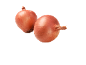 Two brown onions on a black background.