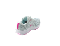 Light blue running shoe with pink and white details.