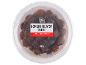 Gemlik black olives with chili in a transparent plastic container, 150 g.