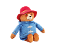 Brown plush bear with red hat and blue coat