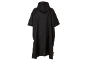 Black waterproof poncho with a hood, seen from the back.