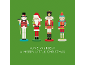 Christmas card with four nutcracker-style characters and the text 'Have yourself a merry little Christmas'.