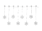 Christmas light curtain with illuminated snowflakes hanging.