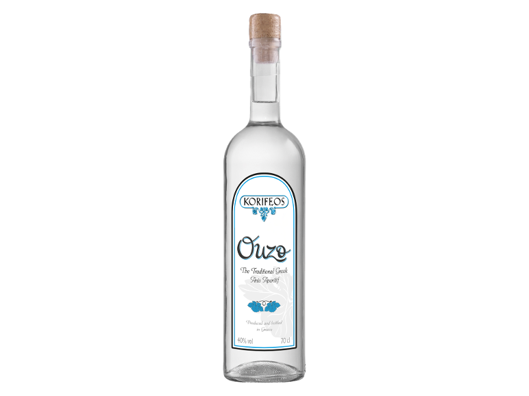 Bottle of ouzo, a traditional Greek anis aperitif, 40% vol, 70 cl.