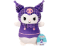Purple plush toy with a plaid pattern, pointed ears, and a pink skull on its head.