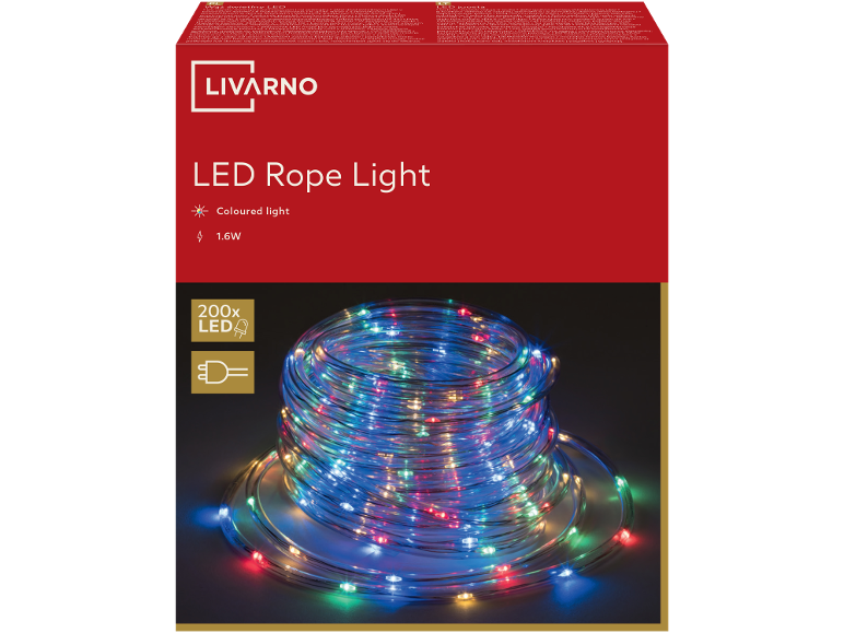 Livarno LED Rope Light: coloured rope lights, 200 LEDs, 1.6W.
