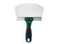 Putty knife with a green and black handle