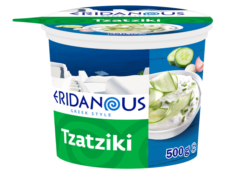 Greek style tzatziki tub with cucumbers and garlic, 500g.