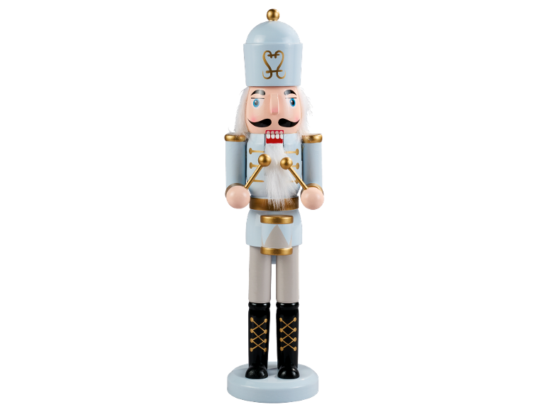 Livarno nutcracker, light blue, with drum and golden accents
