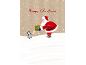 Christmas card showing Santa Claus giving a gift to a penguin.
