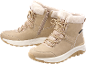 Beige winter boots with faux fur lining and laces.
