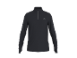 Men's long-sleeved running top in dark grey with a quarter-zip and thumbholes.