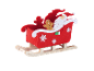 Red Christmas sleigh with Santa Claus and a gingerbread man.