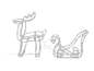 Illuminated Christmas reindeer and sleigh decoration with warm white LED lights.