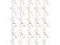 A row of golden Christmas ornament hooks on a black background.