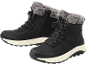 Black winter boots with faux fur lining and white sole
