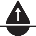Water drop icon with an upward arrow, indicating absorption or evaporation.