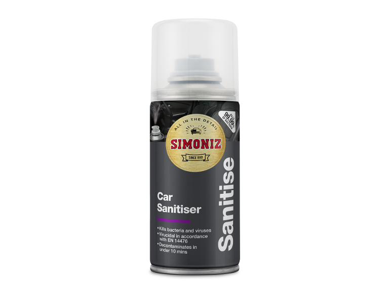 Car sanitiser spray that kills bacteria and viruses in under 10 minutes.