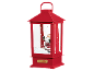 Red Christmas lantern with Santa Claus and snow, featuring a 'Christmas' inscription.