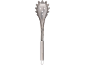 Stainless steel pasta server with holes and a serrated edge
