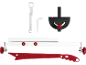 Table saw accessories: wrench, Allen key, miter gauge, rip fence, and push stick.