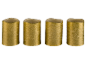 Four golden LED candles with a wavy edge on a black background.