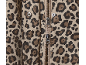 Beige fabric with leopard print, zipper, and snap fasteners.