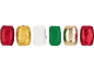 Red, gold, white, and green gift ribbons