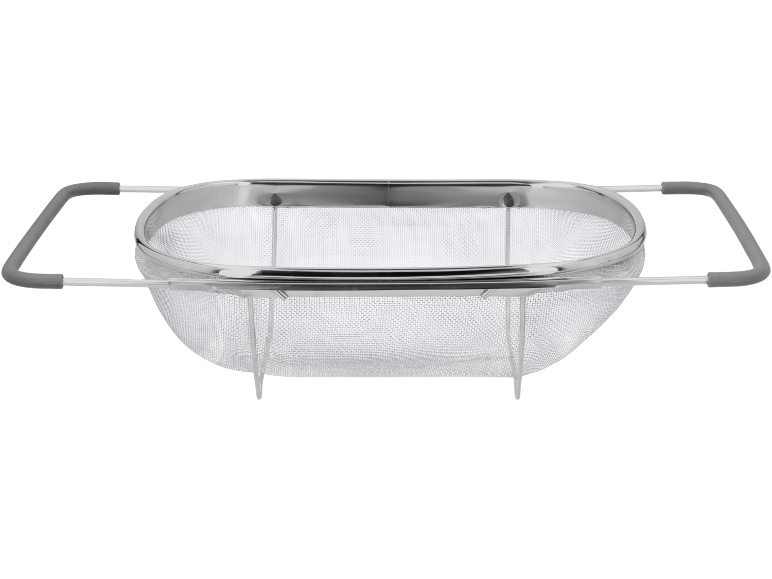 SILVERCREST stainless steel over-the-sink colander with expandable handles