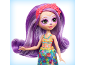 Doll with long purple hair, a flower crown, and a tropical outfit.