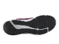 Outsole of a burgundy running shoe with a white midsole and black rubber sole