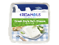 Greek style soft cheese with herbs and garlic, with bread and fork on a checkered napkin.