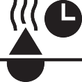 Heating and time icon: steaming food portion and clock.
