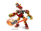 Red and gold robot toy figure with a pilot and a flying enemy