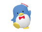 Blue penguin with a red bow tie and a sailor hat.