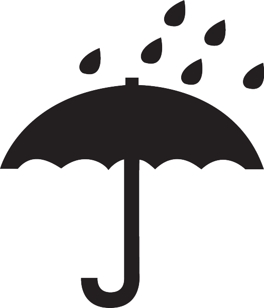 Umbrella with raindrops, indicating protection from moisture.